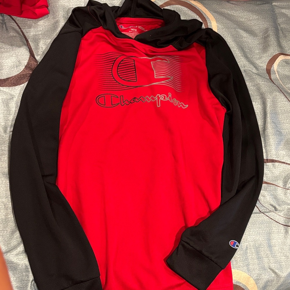 Champion boys Red and Black Crewneck Sweater